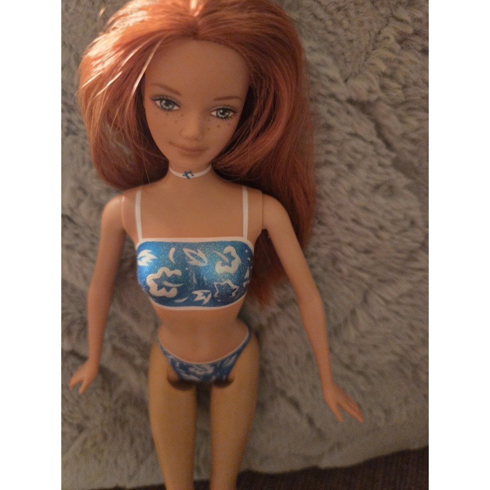 Vintage Mattel Barbie Red Head Midge 1999 Palm Beach Doll Blue Bikini Tropical